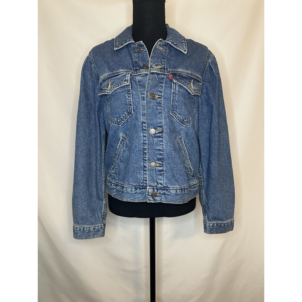 Levi's Original Puff Sleeve Jean Denim Jacket Pockets Women's SMALL